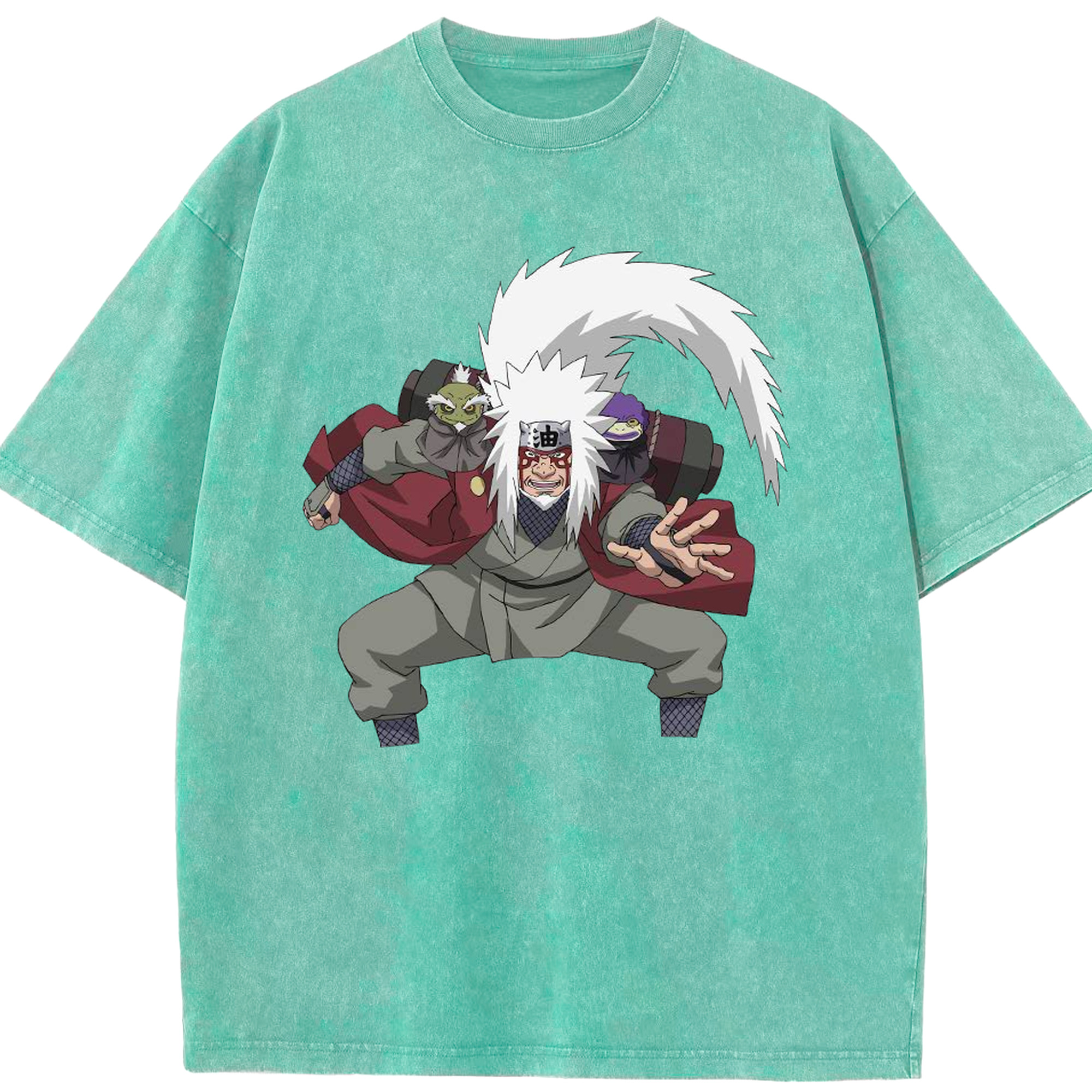 （画像用） NARUTO -ナルト- 自来也（じらいや） Jiraiya 綿100% ヴィンテージ風 半袖Tシャツ（フロントプリント）